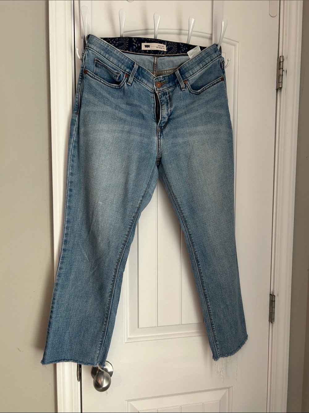 Levi's Light Blue Cropped Raw-Hem Jeans size 10